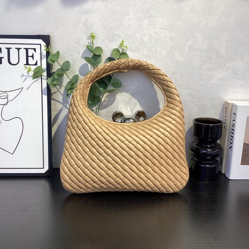 Genuine Leather Vintage Woven Tote Bag Women Structured Square Shape Medium Size Soft Texture Multiple Colors
