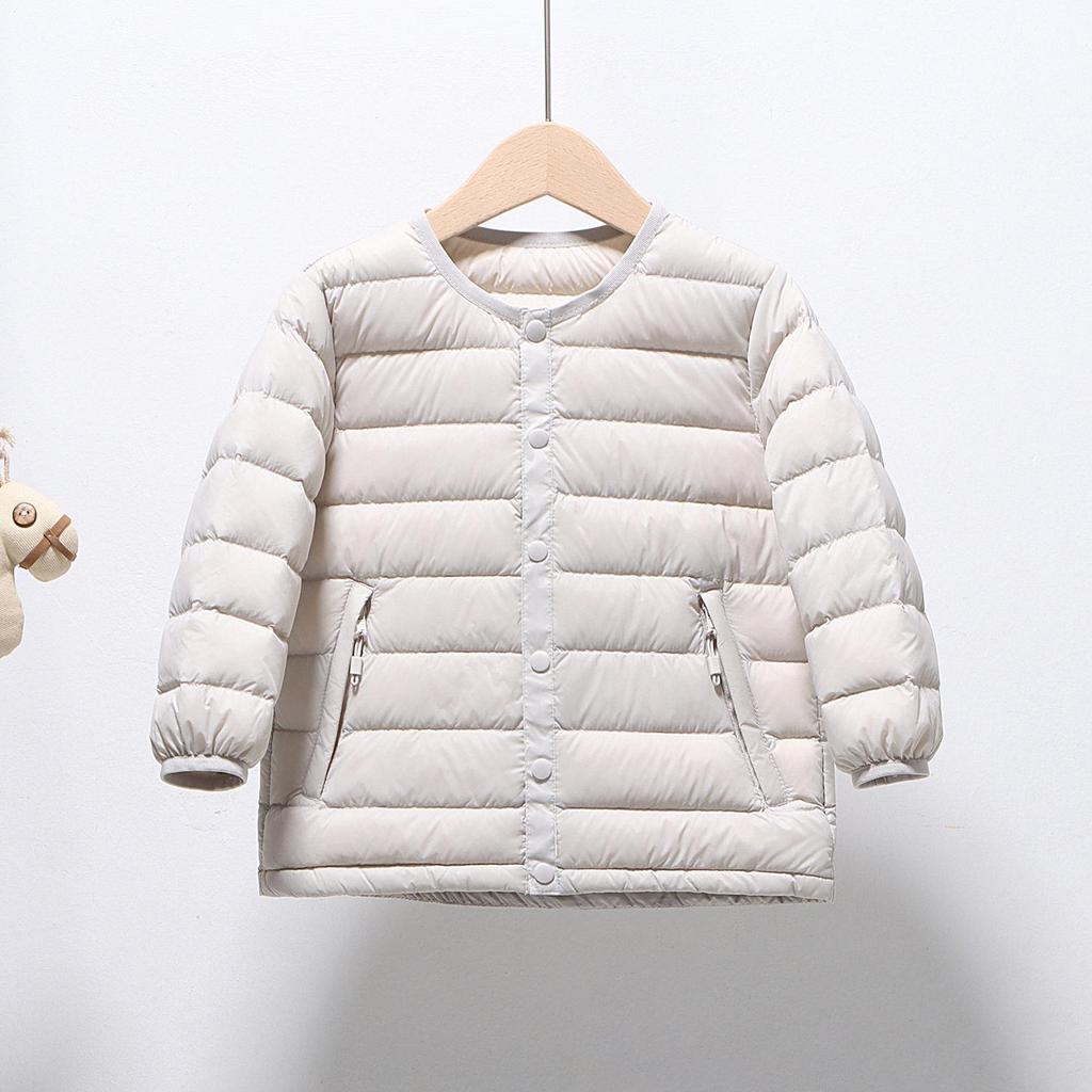 Dětská lehká péřová bunda: Chlapecká a dívčí školní uniforma, dlouhý rukáv, 90% prachové peří z bílé kachny, vnitřní vrstva pro střední a velké děti