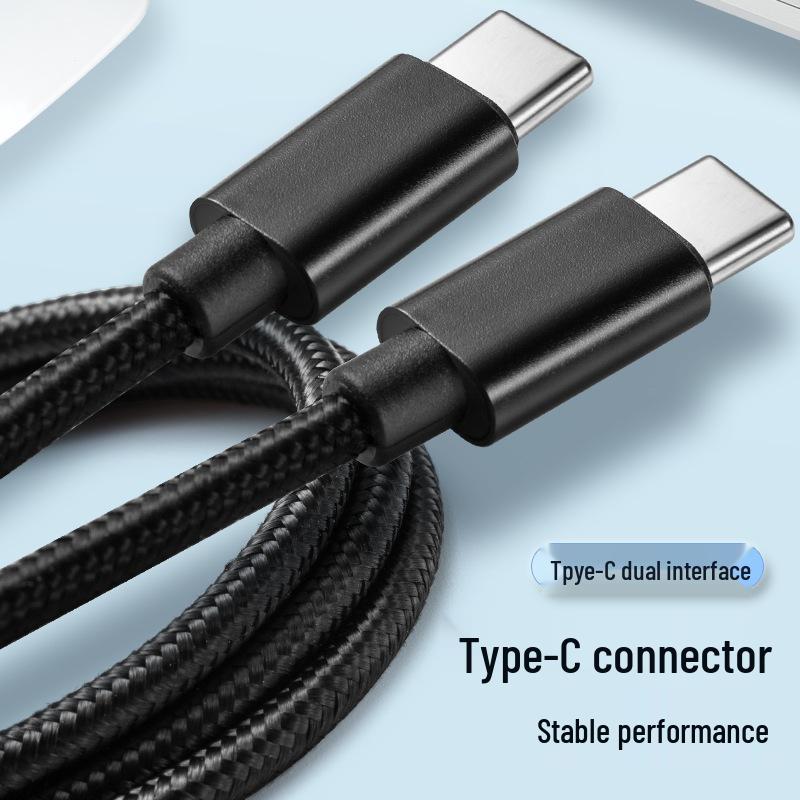 Dual Type-C Fast Charging Nylon Cable for iPhone 15, Samsung, Huawei, and Xiaomi Phones