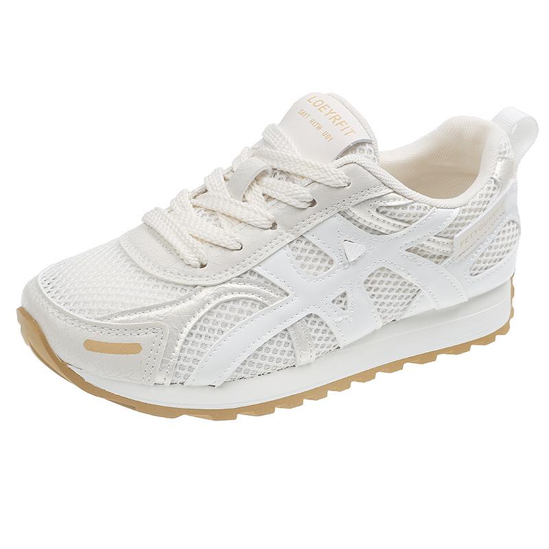 Foreign trade European goods 2025 summer new versatile mesh casual sports shoes women's heightening thick-soled lace-up jogging dad