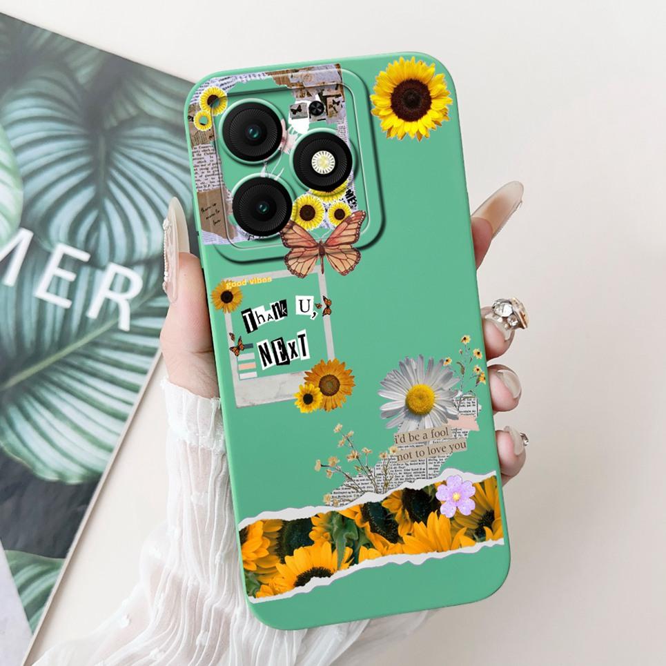 For Itel A50 Back Cover On ItelA50 A 50 Coque Funda Flower Butterfly 2024 New Women Fashion Phone Case Liquid Silicone Bumper