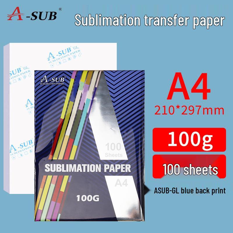 A-SUB Quick-Drying 125g Sublimation Transfer Paper for Polyester T-Shirts, A4 Heat Transfer, 120 Grams