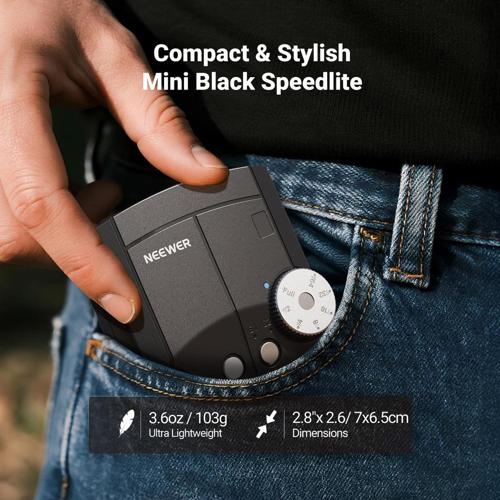 NEEWER Z150 Mini Camera Flash Strobe 20Ws GN15 640 Full Power Second Manual Power Compact Strobe Light for DSLR Cameras Speedlite, 1200mAh, Flash, 3.1