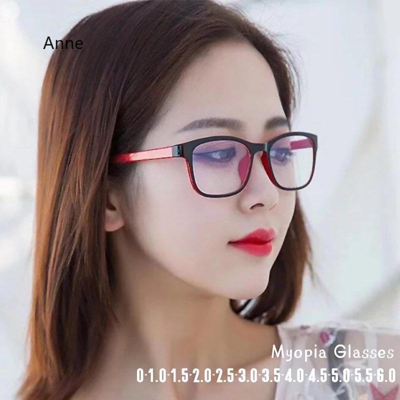 Square Nearsighted Glasses Sun Gray Prescription Eyeglasses 0 To -6.0 Blue Light Glasses Fashion Plastic Black Gray Frame