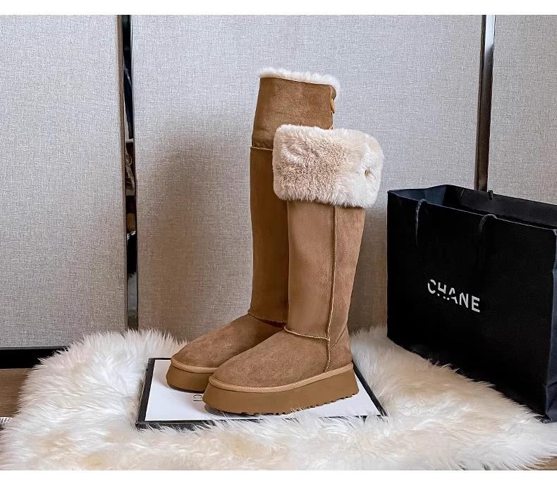 Qian Songyi Has the Same Long Snow Boots for Women's Winter Velvet and Thicker 2025 New Platform Cotton Shoes But Knee Boots