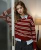 LETTER FROM MOON Brush Stripe V-Neck Knit (Burgundy)