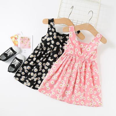 Baby Girls Sleeveless Flower Print Dresses Clothes Bowknot Kid Summer Princess Dress Children Party Pageant Outfit Dress