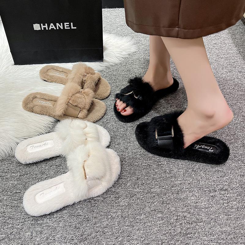 Mao Mao slippers women wear ins tide 2025 autumn and winter new Internet celebrity fashion fairy home flat cotton slippers