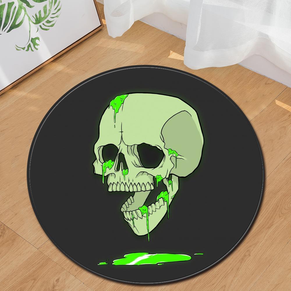 Skull Round Carpet Computer Chair Mat Office Chair Floor Mat Door Mat Foot Mat