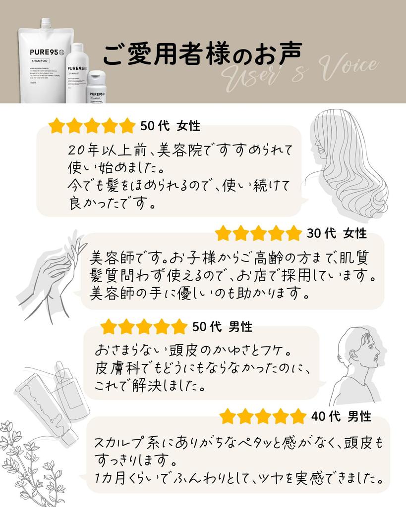 PURE95 Shampoo 700ml Refill Exclusive Anan Mote Natural Amino Acid Salon Damage Scalp Palming Japan Pure95 Refill [Salon Cosmetics] Plant-Based