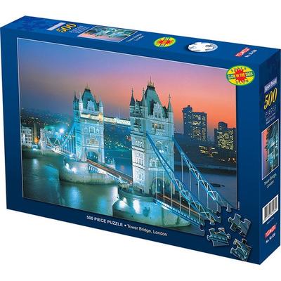 Tower Bridge London Luminous Effect Jigsaw Puzzle TMX-50-039, Mixed Colors, 500 Pieces Jigsaw Puzzle, Childrens Games, Educational Toys