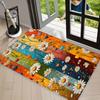 Retro Daisy Heart DOORMAT Area Rug Vintage Pop Art Style with Colorful Flowers Stylish Non-Slip Floor Mat for Entryway Aesthetic