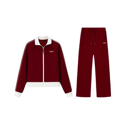 Good Luck Year Comfortable Versatile Urban Commuting Jogging Knitted Casual Set Women Sets Crimson 962618203-2