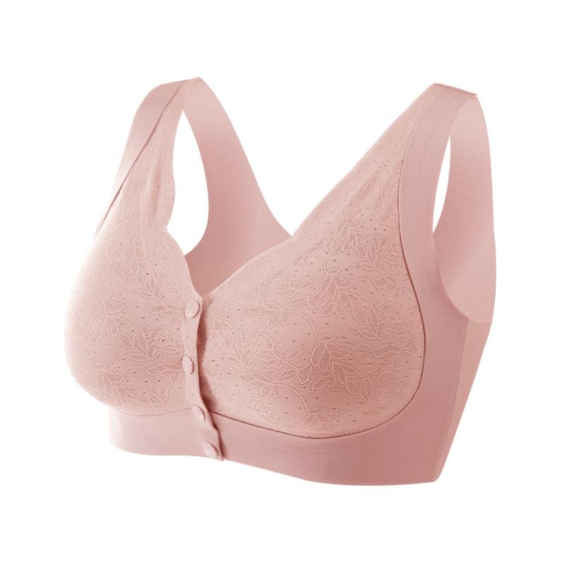 Middle Aged Women Vest Style Front Buckle Wireless Plus Size Gathering Bra