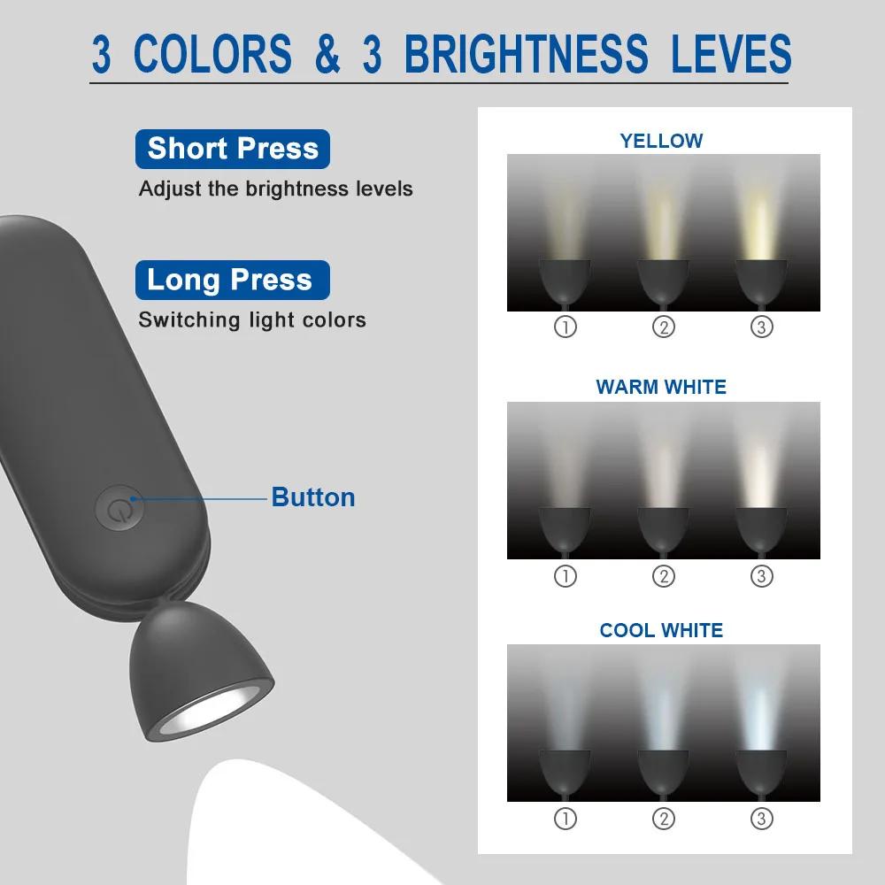 3-in-1 Neck Light Portable Reading Book Lamp Folding LED Lights Rechargeable Night Light Flashlight Bedroom Repairing Learning