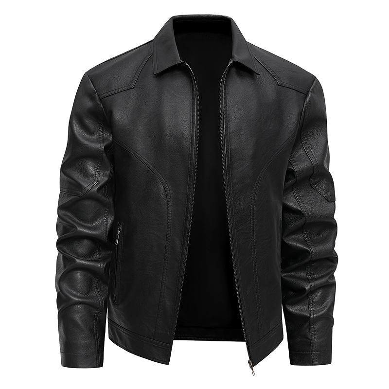 Men's Plus Velvet Leather Jacket: Trendy Autumn/Winter Outerwear for Youthful Style