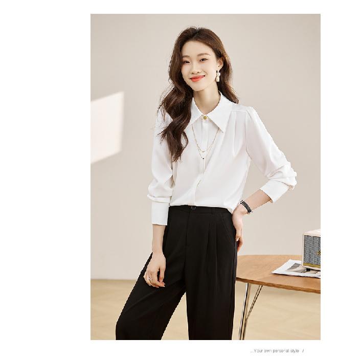 2026 Spring and Autumn New Women's Casual Solid Color Simple Long Sleeve Shirt Top