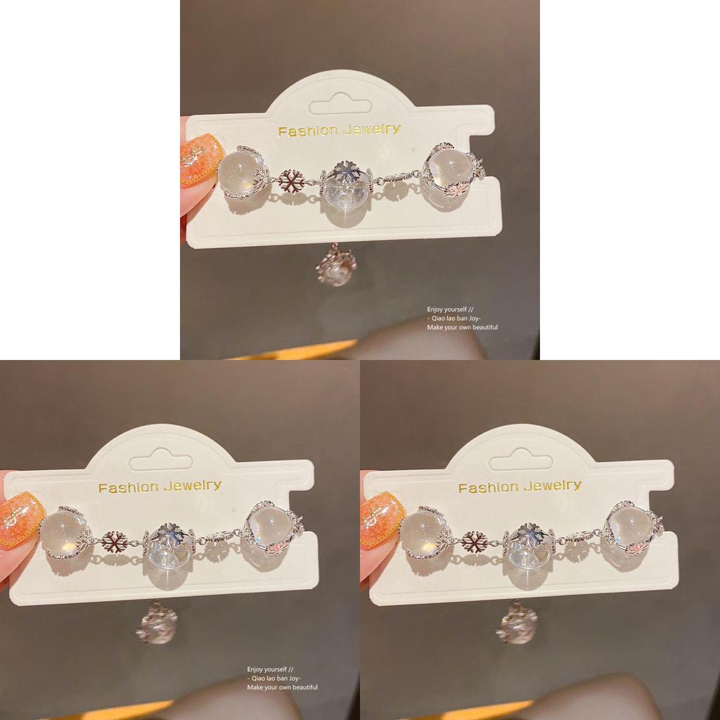 Snowflake Glass Beaded Bracelet With Electroplated Finish For Elegant Women Gift