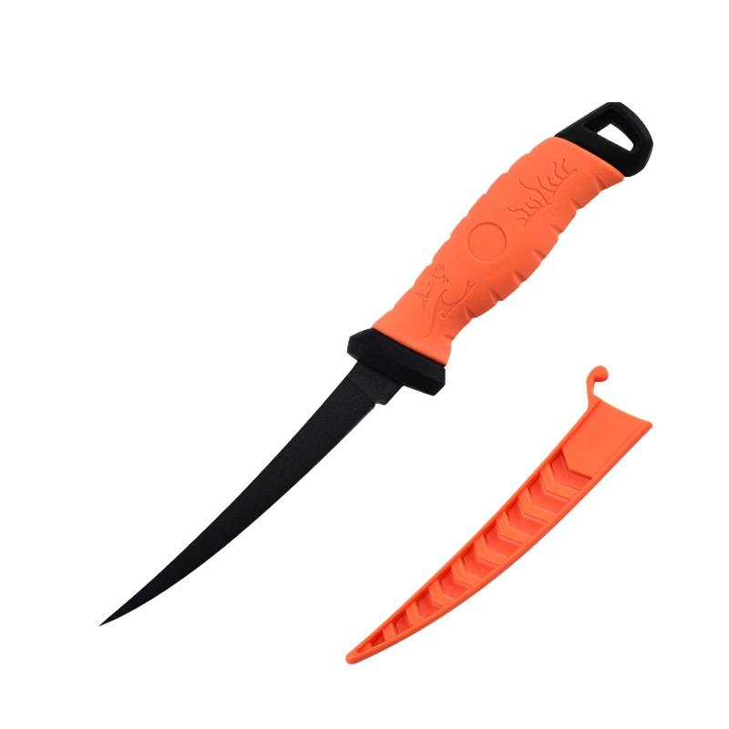 Non-slip Fish Scale Scraper Stainless Steel Fish Fillet Cutting Knife Rubber Handle Multifunctional Fishing Knife Fishing Tool Fishing Gear