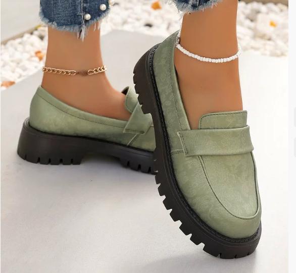 2025 Embroidered Platform Loafers Women Thick Bottom Pu Leather Shoes Woman Comfortable Slip on Casual Shoes Zapatos De Mujer