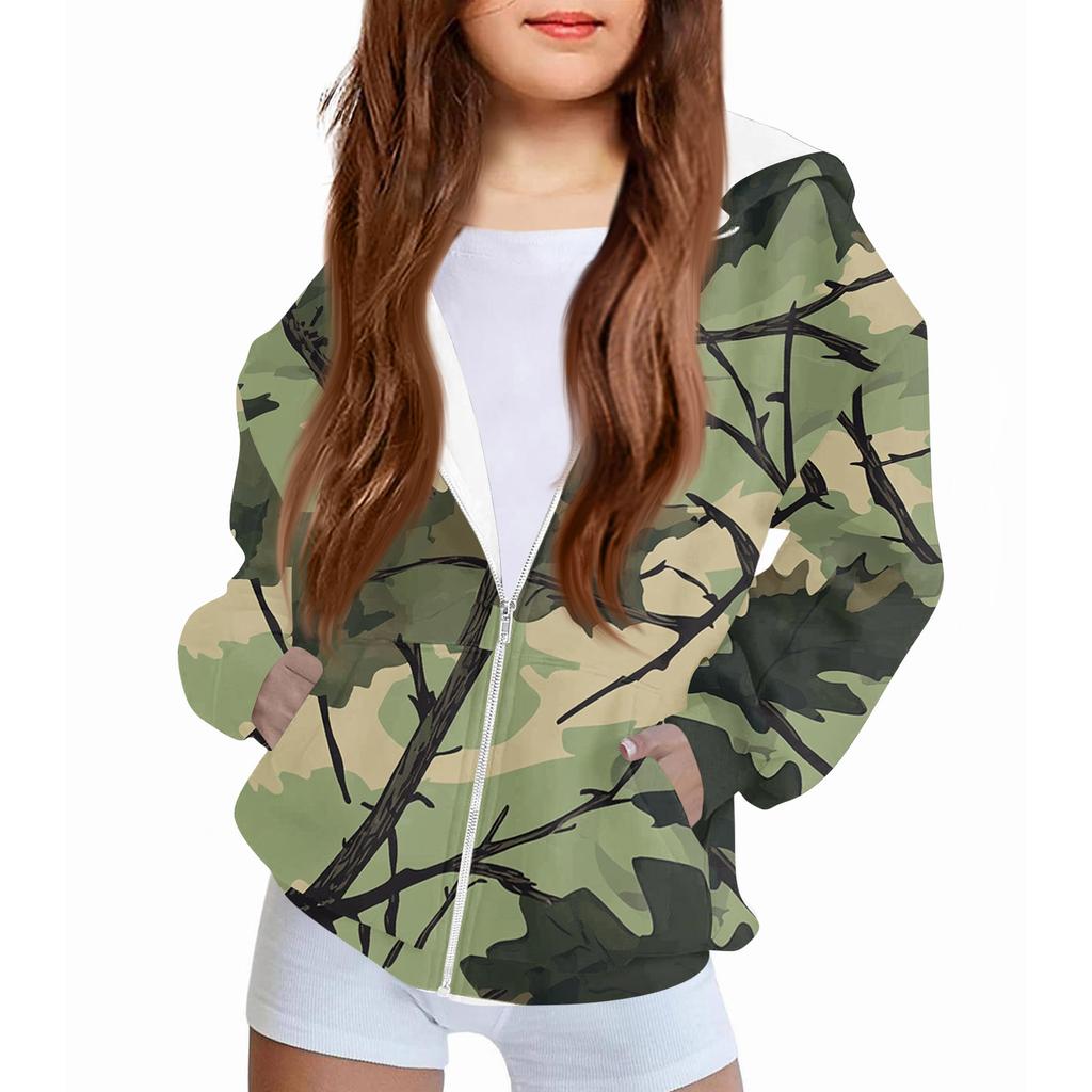 Children's Fashion Christmas Printed Long Sleeved Hooded Sweatshirt Girls' Hoodie Jacket