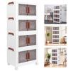4 Tier Stackable Storage Bins with Lids Doors Wheels Foldable Cabinet Organization Storage Drawer Transparent Organizers Boxes