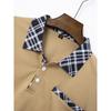 Herren Casual Colorblock Karomusterbesatz Kurzarm Poloshirt mit Brusttasche