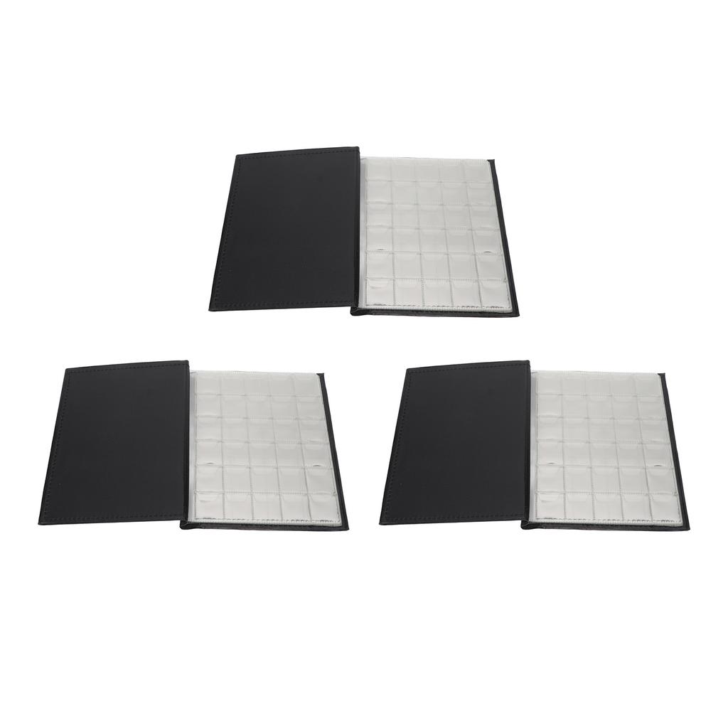 3 STÜCK Münzsammlerhalter Album Schwarze Optik Transparent Wasserdichtes PVC Währungssammlung