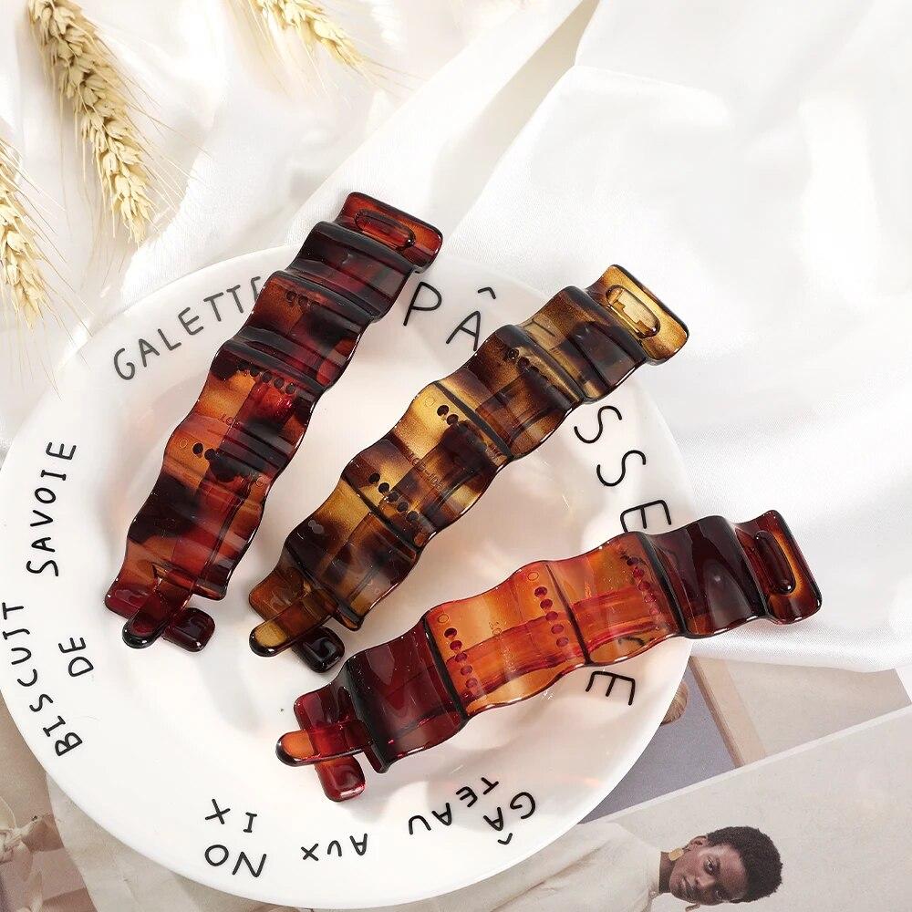 Frosted Ponytail Clip Jelly Color Hair Clip Women Acrylic Wave Banana Clip Hairpin Ponytail Twist Clip Style Headwear