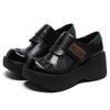 Fashion GKTINOO Retro Flat Platform Women Wedges Shoes Luxury 6cm Platform Shoes Thick Heels Genuine Leather Casual Hook & Loop Pumps