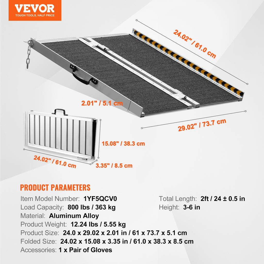 SucceBuy Portable Wheelchair Ramp Non-Slip Aluminum Folding Threshold Ramp Foldable Mobility Scooter Ramp Wheel Chair Ramp