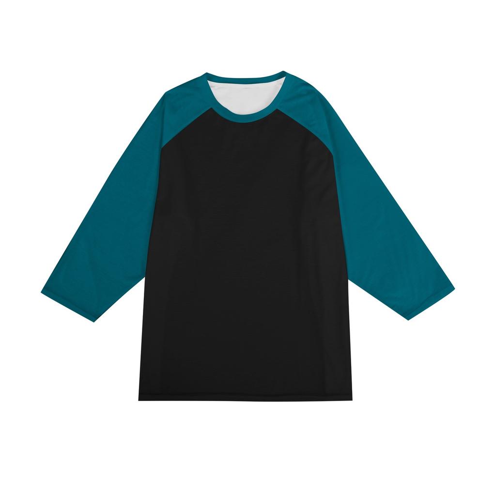 Men's Round Neck Contrast Color Raglan Three-quarter Sleeve Top T-shirt