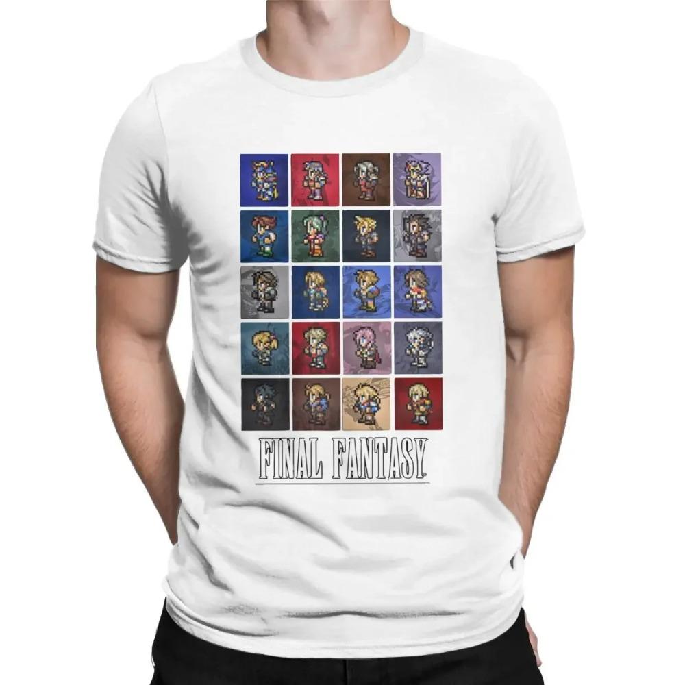

Cool T-shirt Video Game Round Neck T-shirt Graphic Printing Clothes Final Fantasy All FF Pixel Sprite Men S