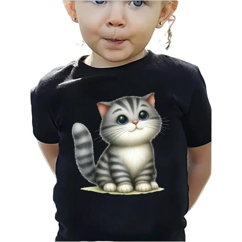 Cute Graphic Kids Tshirts Summer Short Sleeve Tees Cartoon Animal Boys Girls Clothes Kawaii Tops Y2K Children T-shirt