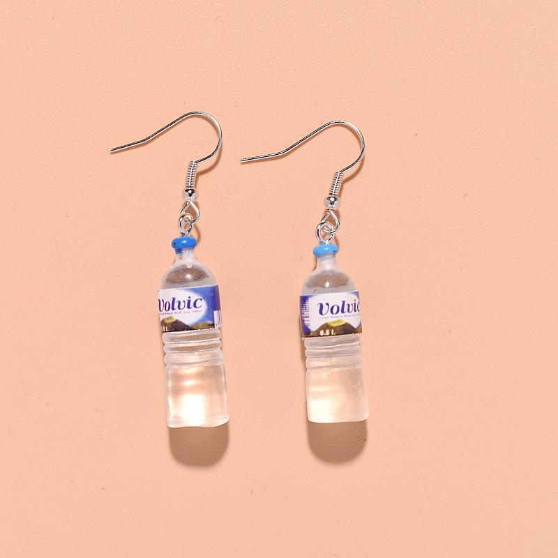 Creative Resin Mineral Water Bottle Dangle Earrings for Women