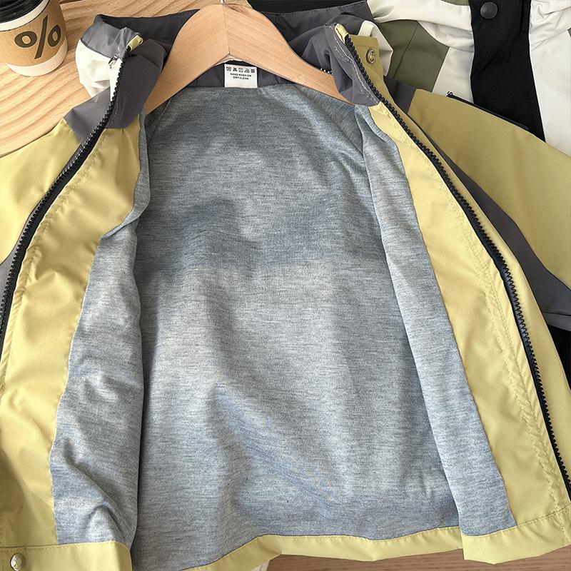 Spring and Autumn Colorblocking Boys Jacket Hooded Windbreaker Coat Children Clothes Kids Casual Zipper Outewear Top