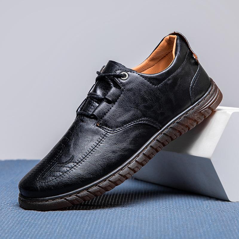 

Men s shoes autumn men s casual leather shoes new trend leather surface casual shoes soft sole leather shoes non-slip single shoes one pedal 39 чёрный