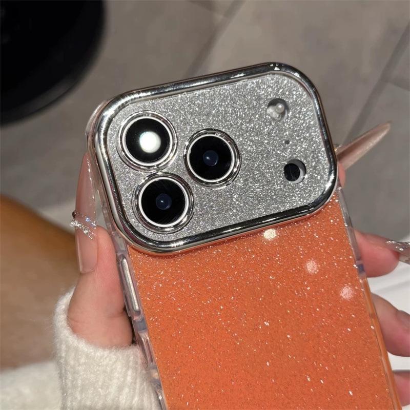 Glitter Big Window iPhone 17 Pro Case with Apple 16 Pro Lens Film for 14 & 15 Pro Models.