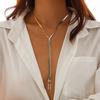 SHIXIN Sexy Flat Snake Chain Long Necklace for Women Punk Gold Color Cross Tassel Chest Necklace Luxury Neck Jewelry Banquet