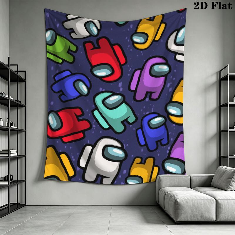 Among Us Wall Tapestry Aesthetic Wall Hanging Printed Fabric Blanket Decorative Tapestries for Bedroom Living Room Home Decor