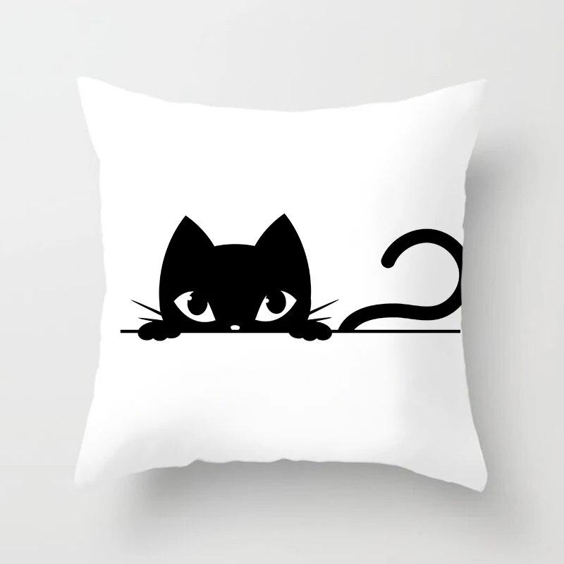 Skull Cat Black  Home Decor Cushion Cover Naughty  Sofa Car Decoration 45x45cm Pillowcase Square Polyester