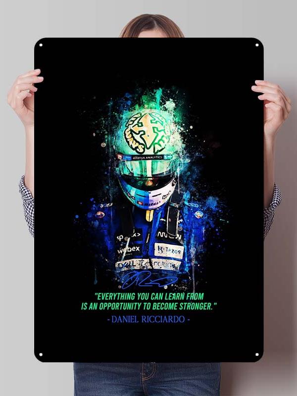 Daniel Ricciardo Plakaty Wyścigowe F1 Metalowe Znaki Dekoracja Wystrój Salonu Mężczyźni Niestandardowe Blaszane Tabliczki do Dekoracji Ścian