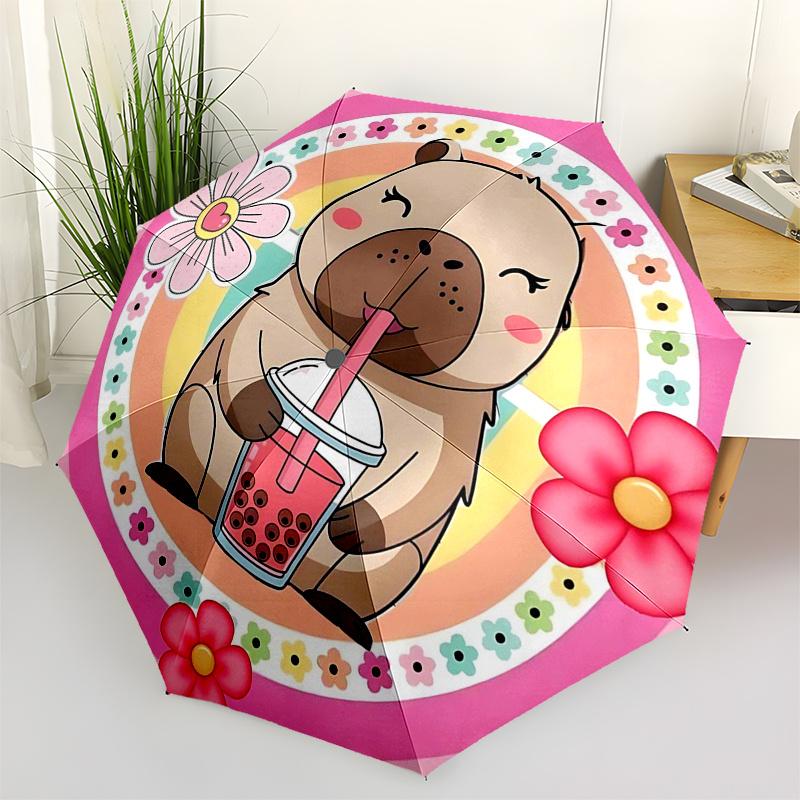 

Capybara Themed Travel Umbrella-8 Ribs Automatic Opening and Closing, Portable Folding Design, Compact and Stylish Umbrella Suitable for Out