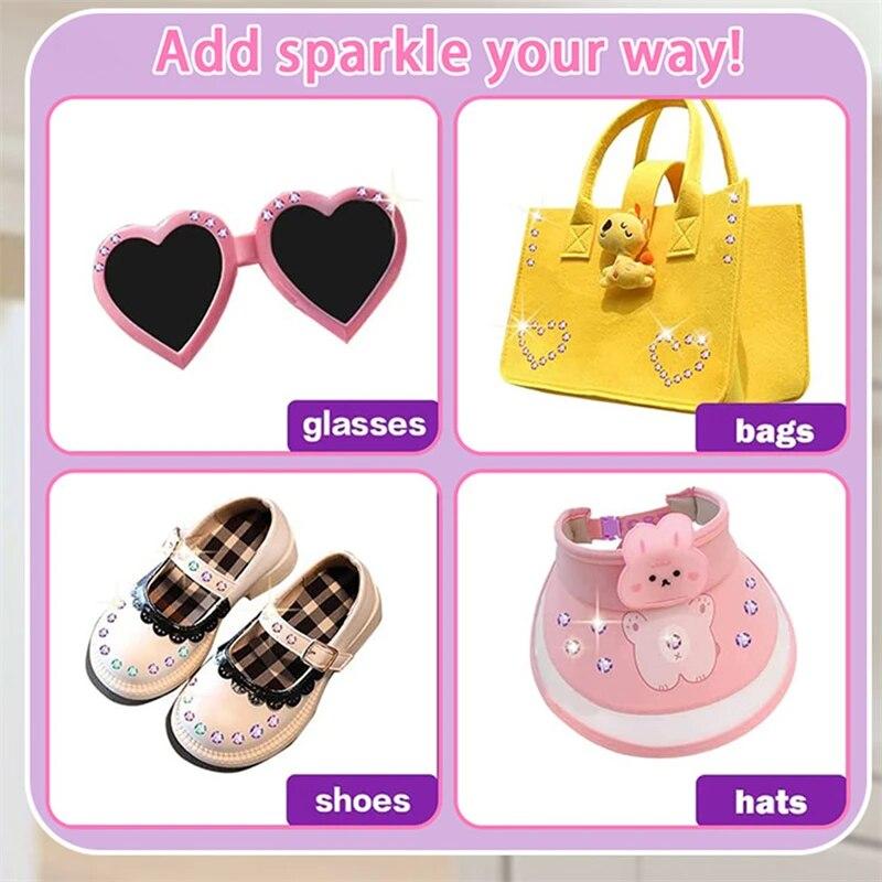 Blingbling Girls Hair Styling Toys with 120pcs Plastic Diamond Jewel Stapler Machine Toy DIY Shining Diamond Stapler for Girls