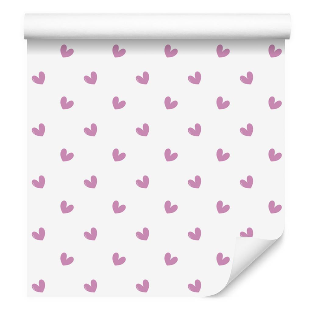 Heart Wallpaper White, Powder Pink and Purple 50x1000