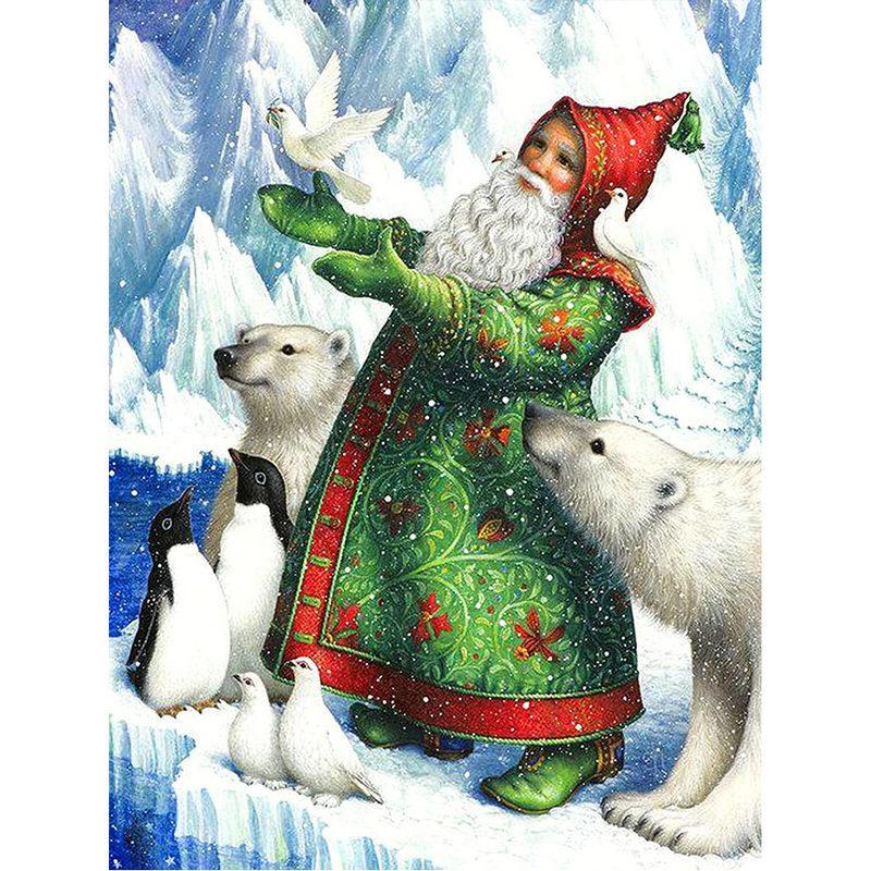 New 5D Diamond Painted Full Diamond Interior Decoration Snowman Santa Diy Painted Round Diamond Handmade