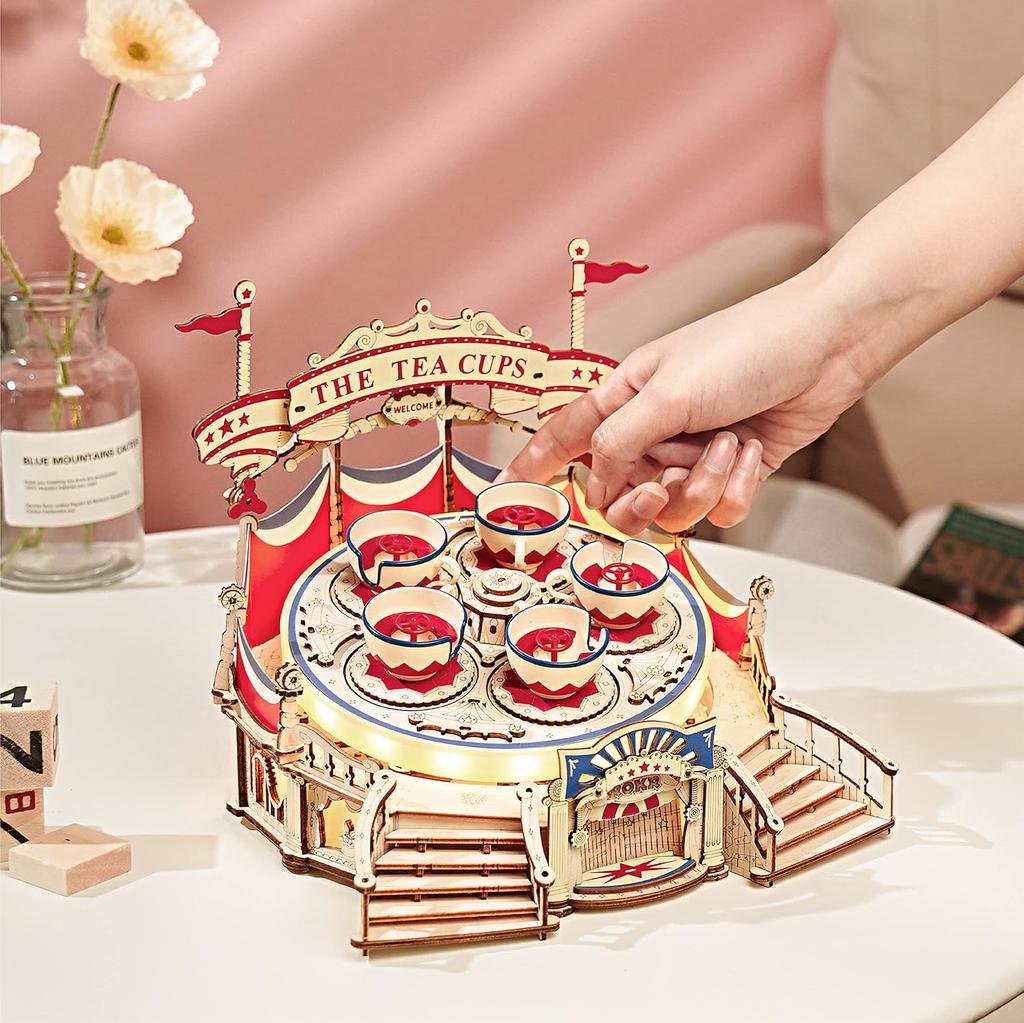 ROBOTIME ROKR Tilt-A-Whirl DIY Music Box 3D Wooden Puzzle EA04