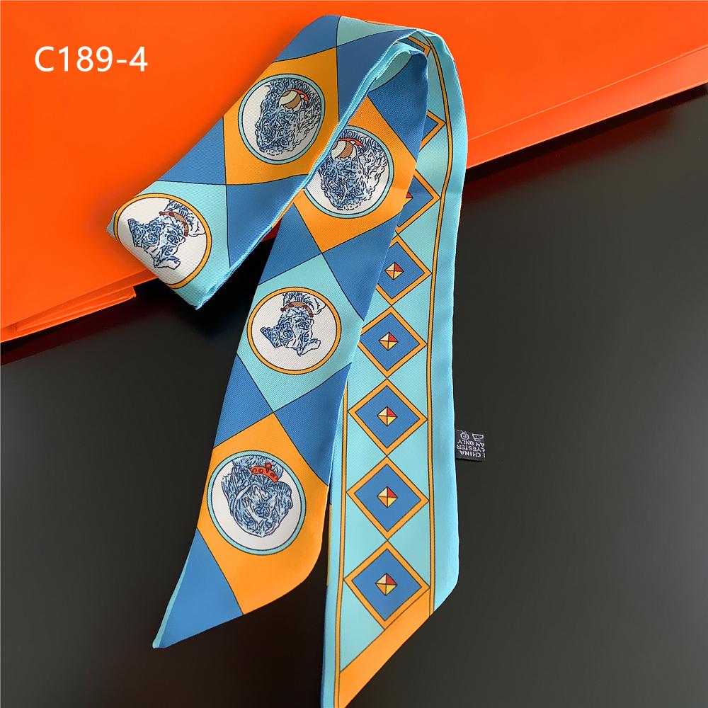 2022Summer Fashion New Animal Dog Pattern Ladies Decoration Twill Long Strip Silk Scarf Narrow Belt Streamer Tie Bag Small Scarf