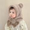 Soft Warm One-Piece Hat Scarf Winter Ear Protection Hats Lovely Baby Bear Plush Hat  Boy Girls