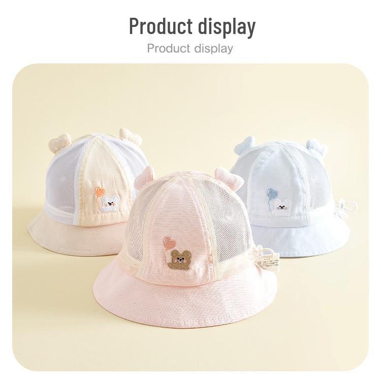 Adorable Bear Mesh Bucket Hat - Windproof & Sun Protective for Outdoor Play